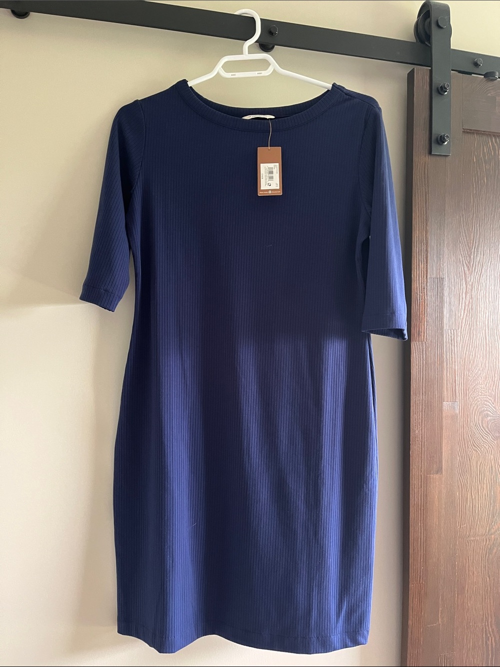 NWT Denver Hayes Navy Ribbed Shift Dress Size XS
